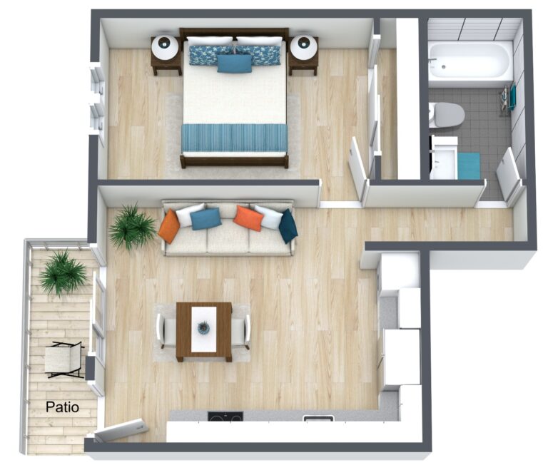 1 Bedroom / 1 Bathroom  450 Sq. Ft.   Starting from $2195
