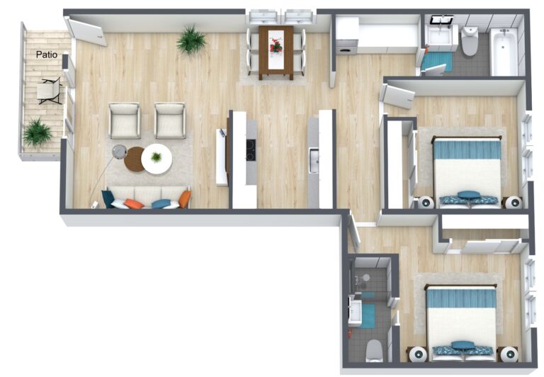 2 Bedroom / 2 Bathroom  829 Sq. Ft.   Starting from $2950